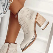 Women's Stitched Leather-Look Lace-Up Ankle Boots
